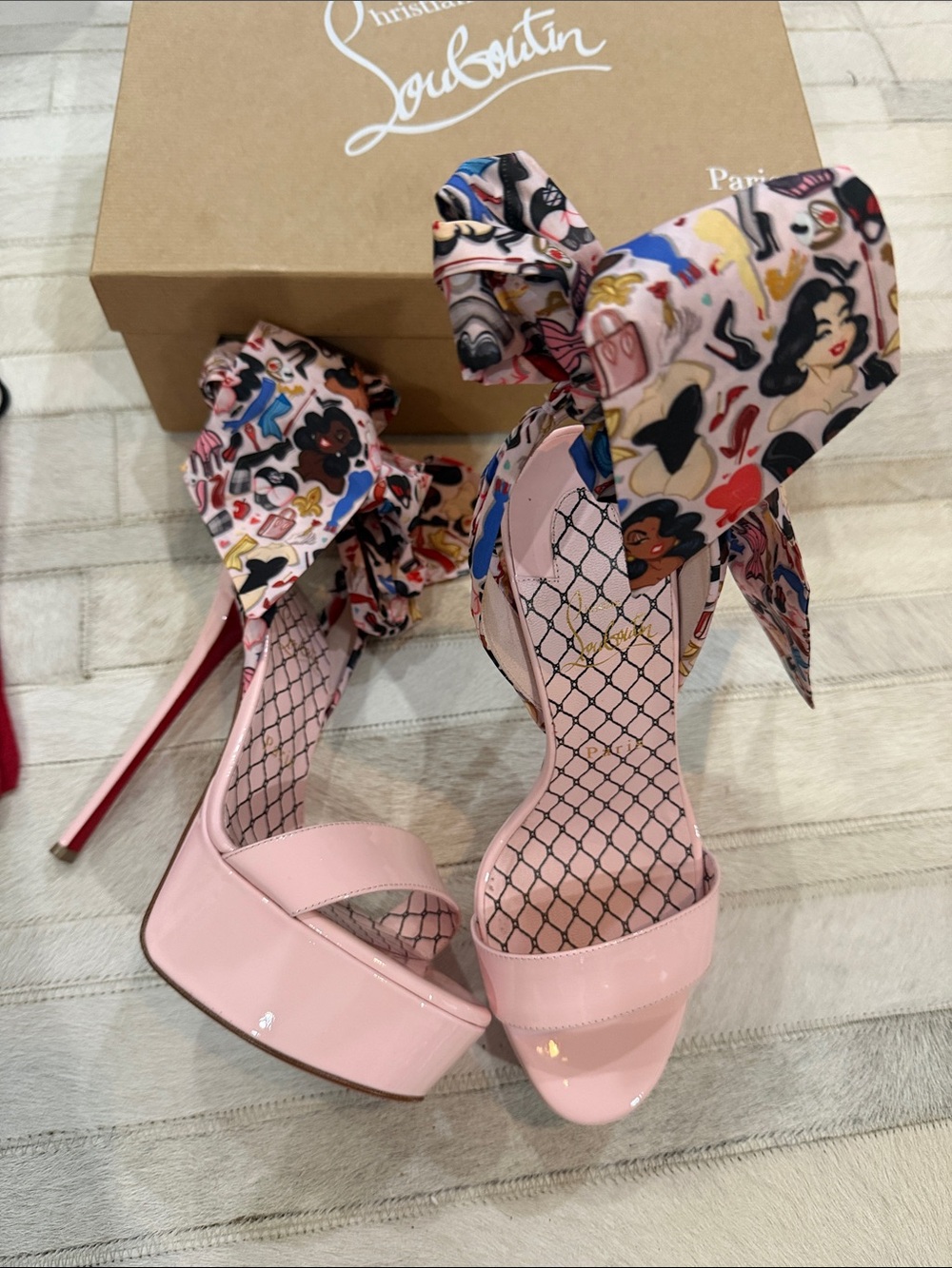 Christian Louboutin Baby Pink Patent Platform Sandals